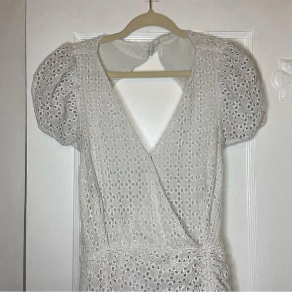 Bardot Nadia Tie Back Mini Eyelet Dress in ivory white size 12 - Picture 5 of 15